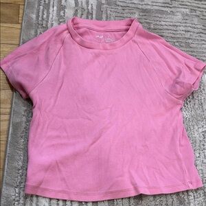 Pink Short Sleeve Ribbed Top